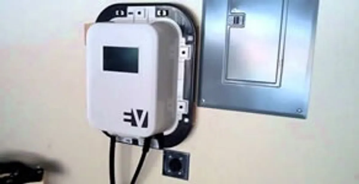 Electric car charger installation with wall-mounted EV charging station in Cape Coral, FL