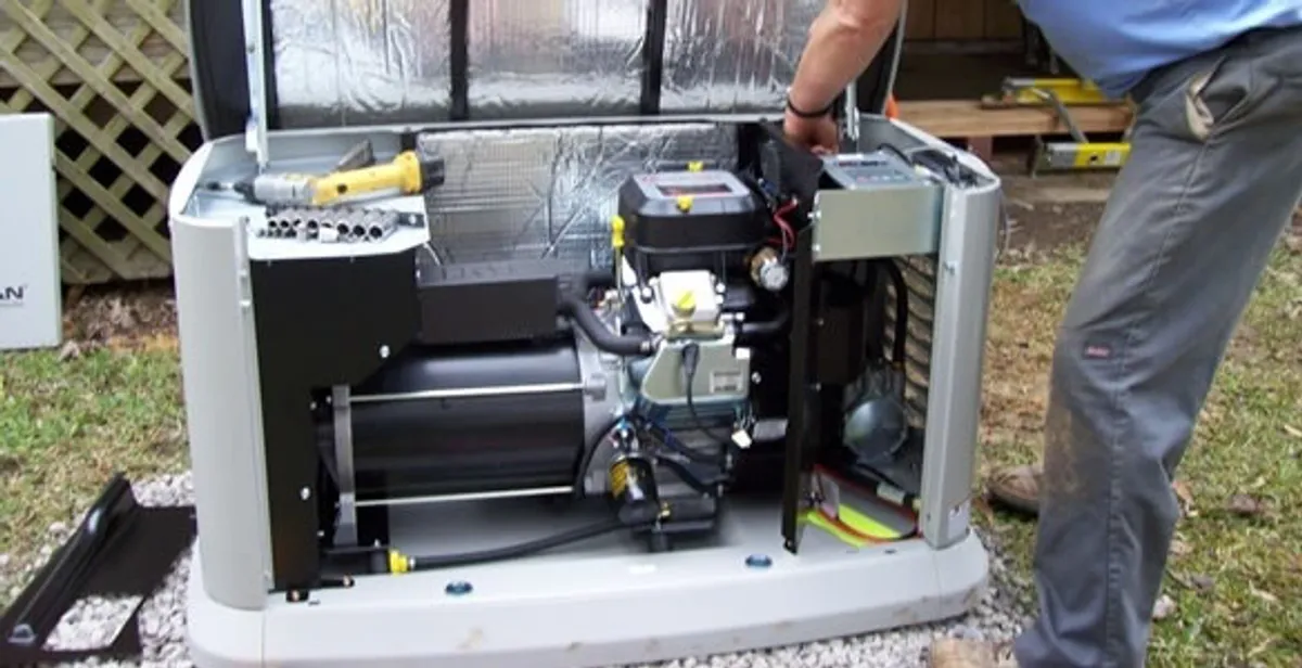 generator installation service showing technician connecting and configuring generator components in Cape Coral, FL